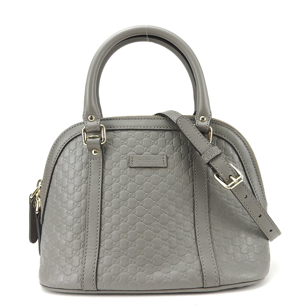 GUCCI Authentic Gray Leather Shoulder Bag